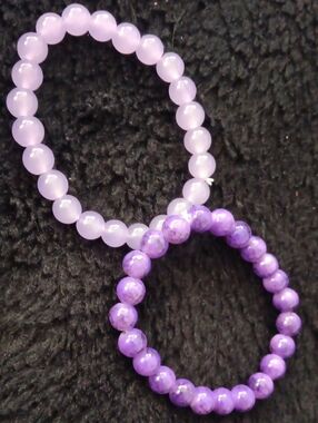 Purple Beaded Stretch Bracelet Set - Lavender & Violet